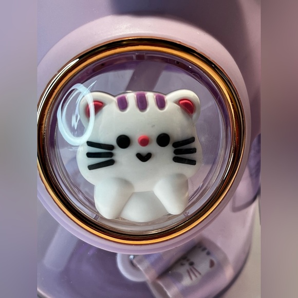 Cute Purple Water Bottle with Cat Design - Picture 3 of 10